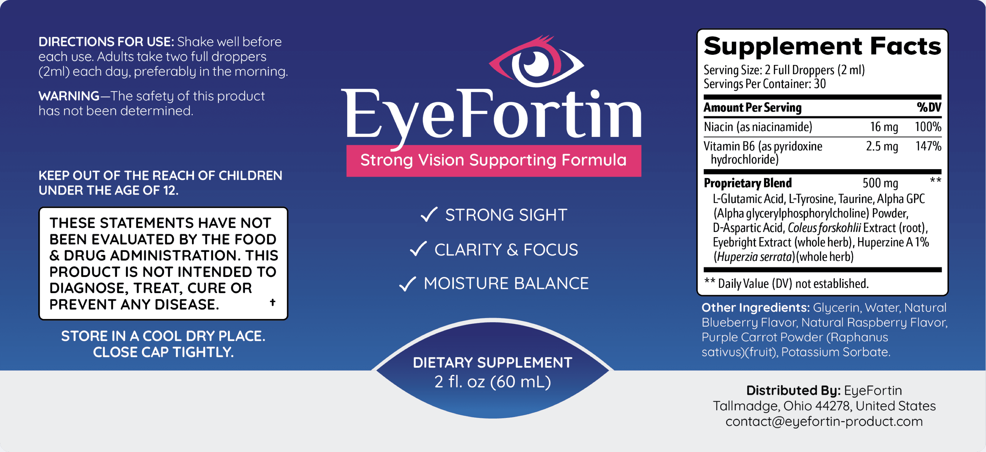 EyeFortin Supplement Facts